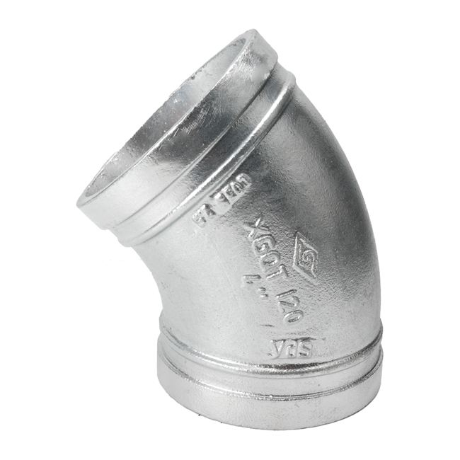 沟槽管件标准型45度沟槽弯头